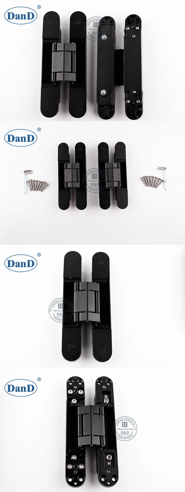 Matte Black Building Door Hardware Accessories 3D Adjustable Heavy Duty Concealed Invisible Exterior Composite Door Hinge Zinc Alloy Hidden Door Hinge