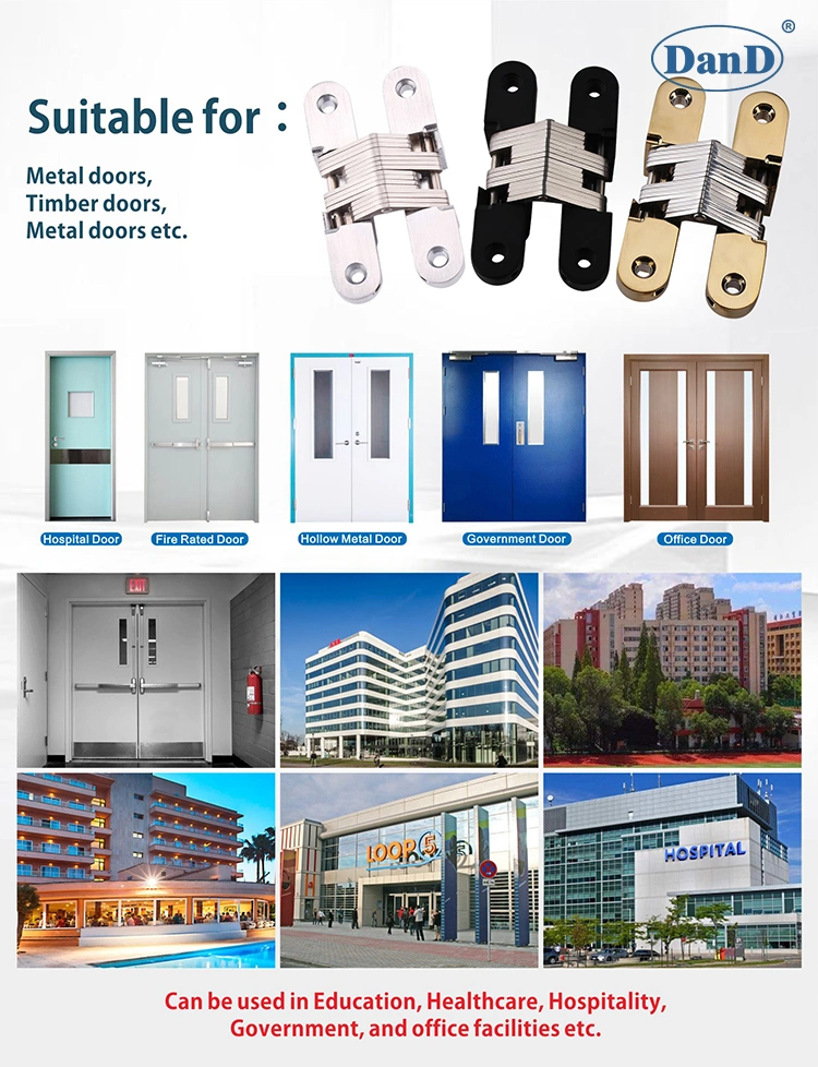 180 Degree Zinc Alloy Hardware Heavy Duty Polish Chrome Hidden Cabinet Pivot Hinge Stainless Steel Silver Cross Concealed Hinge for Wooden Iron Door