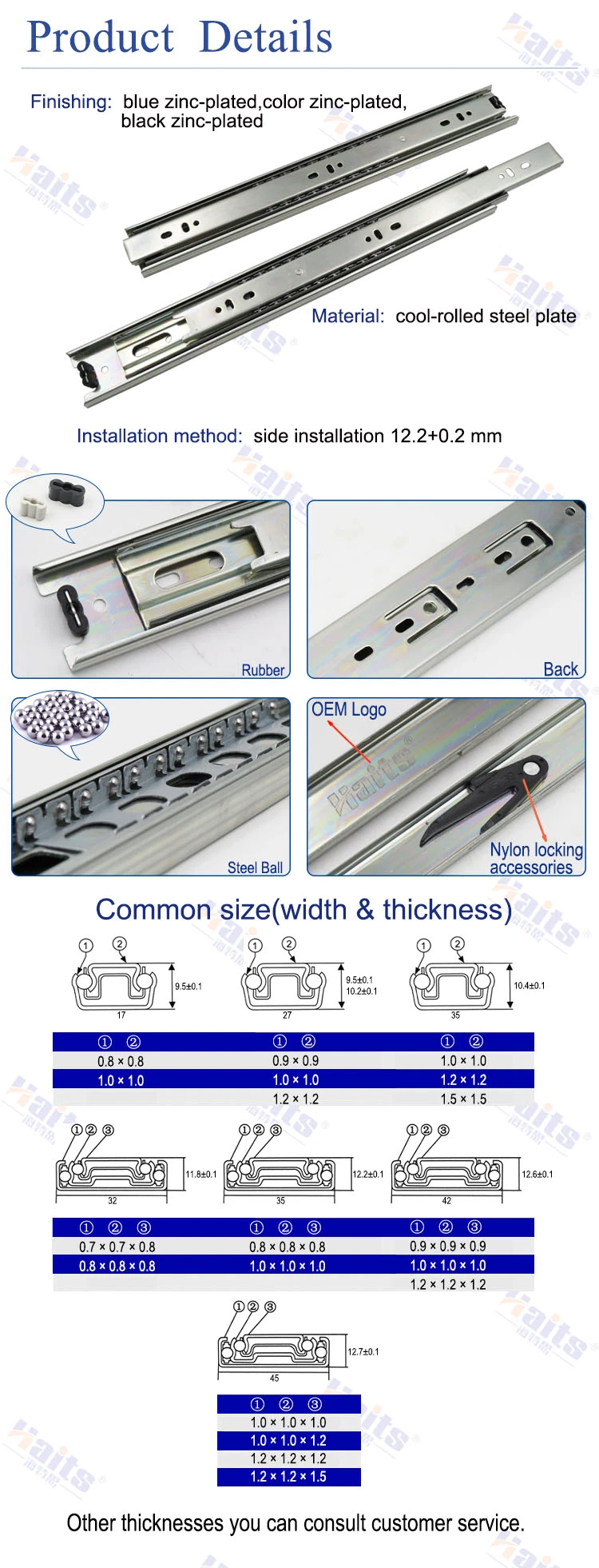 Full Extension Slides Cabinet Drawer Slide Tool Box Drawer Slides