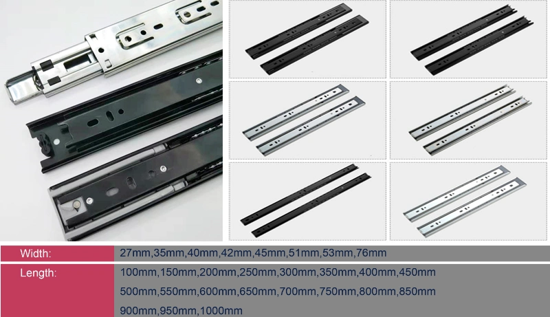 Soft Closing Push Open Full Extention Furniture Hardware Ball Bearing Telescopic Drawer Slide