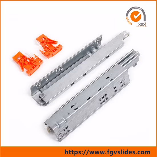 Glissière de tiroir dissimulée à montage inférieur avec poignée en plastique